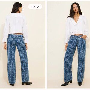 NWT Free People Tennessee Low-Rise Printed Boyfriend Jeans